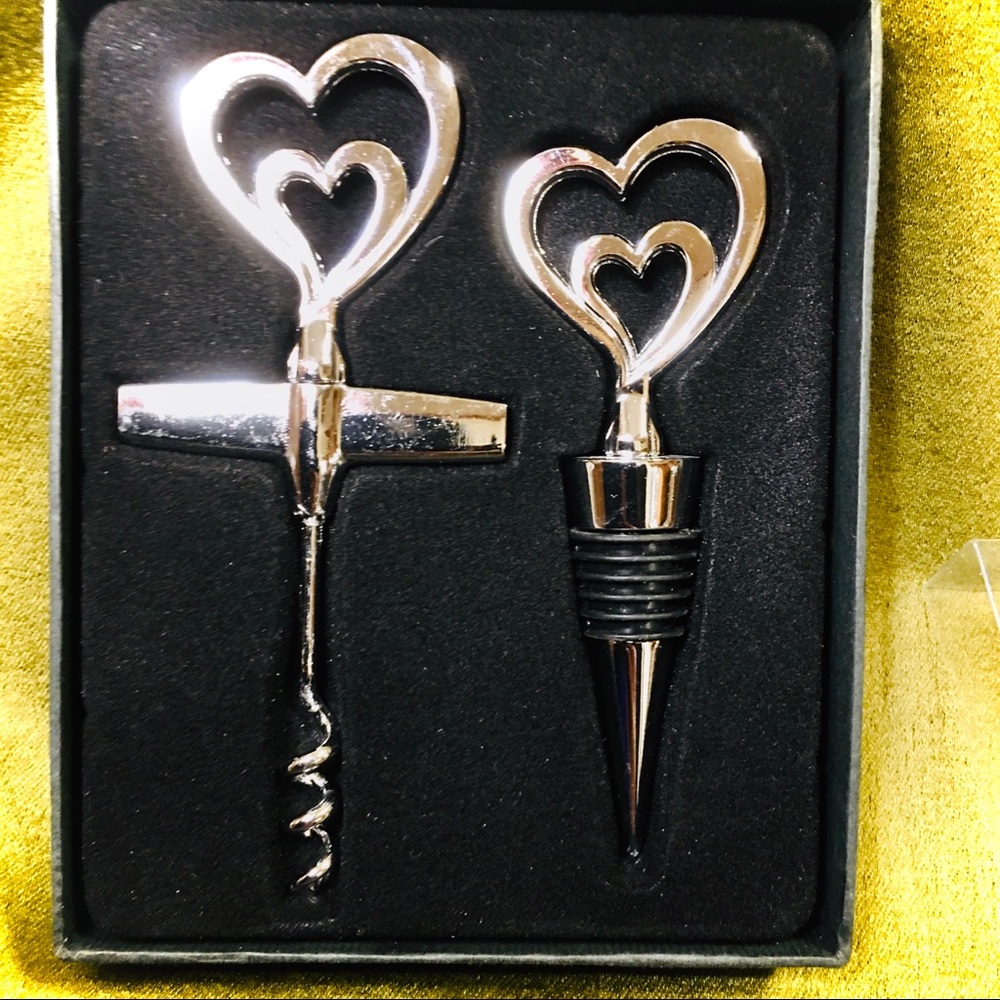BOTTLE OPENER CORKSCREW & STOPPER BOXED SET CHROME